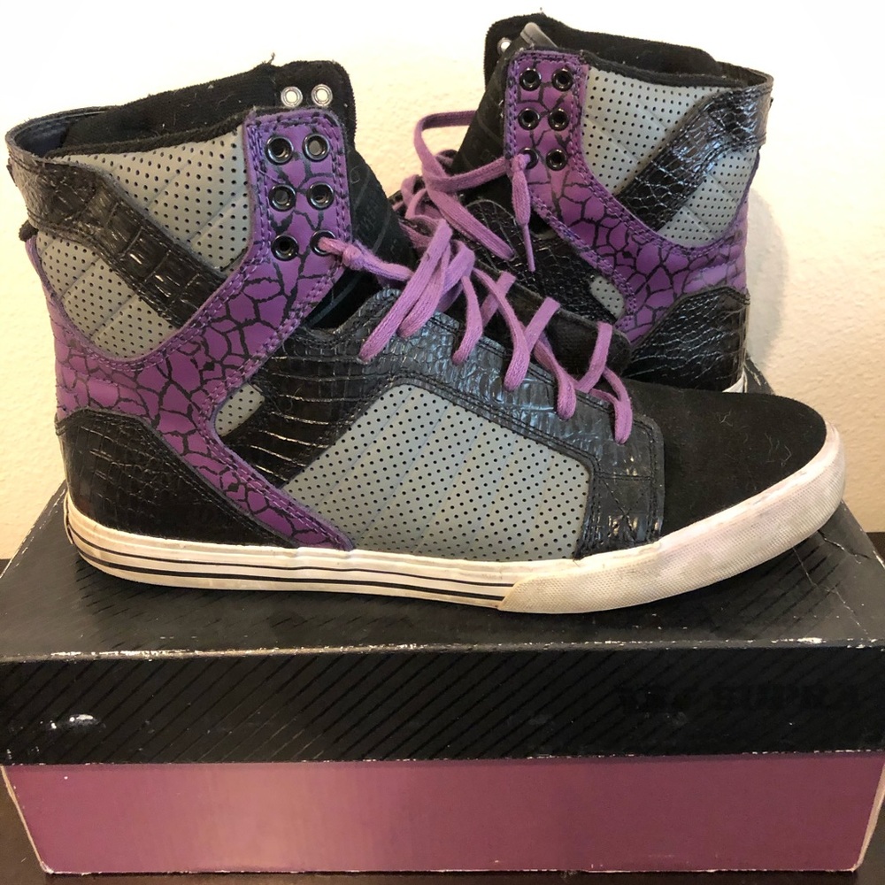 Supra Black Purple Croc Skytop